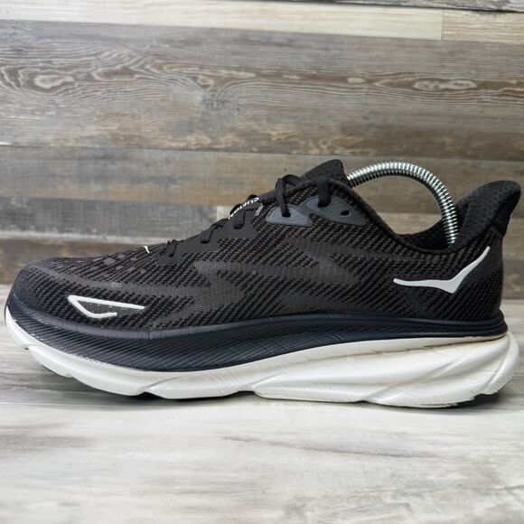 Hoka One One Clifton 9 Women's Size 10.5 B Black White Running Shoes Sneakers - Picture 2 of 8